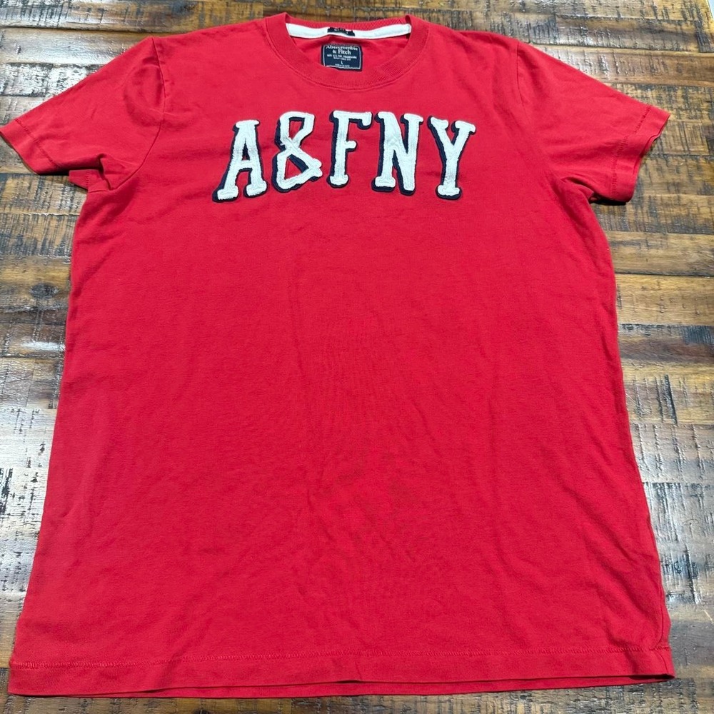 Vintage Preppy Abercrombie & Fitch A&F NY Spellout T-Shirt - Red